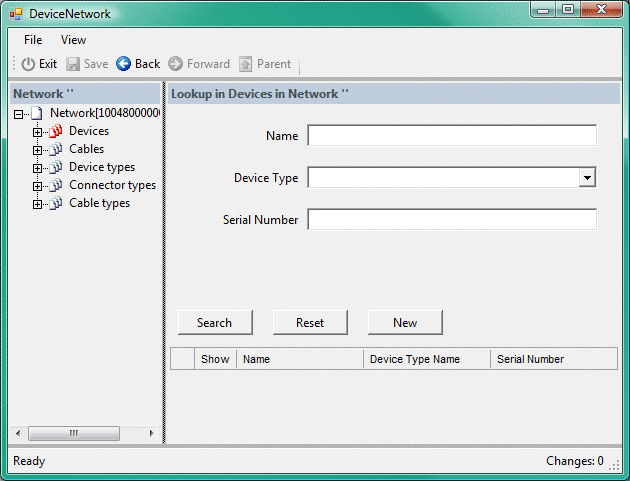 The new application showing a lookup form